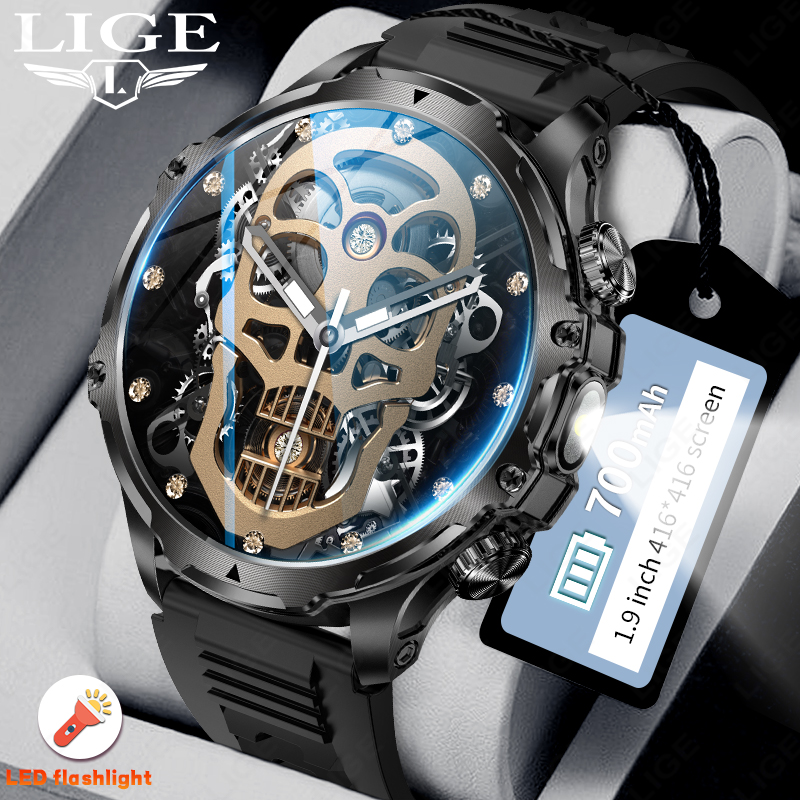 Smartwatch Latest Watches For Men - LIGE 700mah Große Batterie Taschenlampe Smart