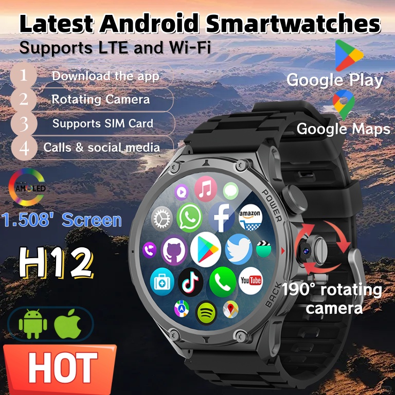 Smartwatch Latest Watches For Men - Neuestes Modell H12 Smartwatch 4G SIM-Karte